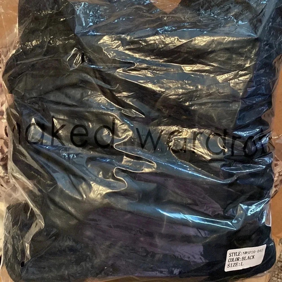 NWT Naked Wardrobe Puffy Sleeve Draped Mini Dress Black L - Picture 7 of 12